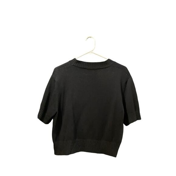 St. John Basics Black Crew Neckline Short Sleeves Cropped Sweater Size P - Picture 3 of 4